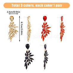 3 Pairs 3 Colors Resin Wing Dangle Stud Earrings&nbsp;EJEW-FI0002-17