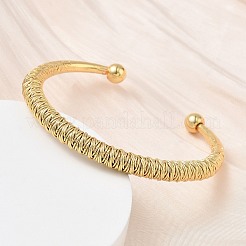 Brass Coiled Wire Cuff Bangles for Women&nbsp;BJEW-C157-02G