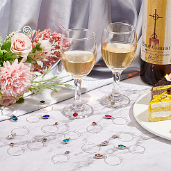 Rhinestone Birthstone Wine Glass Charm Ring&nbsp;AJEW-BC0004-08