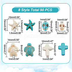 90Pcs 8 Styles Dyed Synthetic Turquoise Beads&nbsp;TURQ-AR0001-30