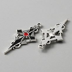 Siam Rhinestone Cross Pendant with Black Enamel&nbsp;ENAM-WH0001-06AS-02
