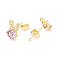 Brass Micro Pave Cubic Zirconia Stud Earring&nbsp;EJEW-C021-06G