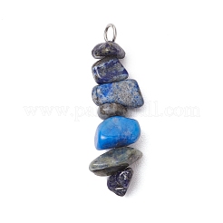 3Pcs Natural Amethyst & Lapis Lazuli & Red Jasper Chip Beaded Constellation Pendants&nbsp;PALLOY-JF03043-09