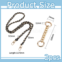 1Pc Black PU Leather Alloy Purse Chains&nbsp;FIND-HS0001-91G