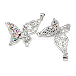 Brass Micro Pave Cubic Zirconia Pendants&nbsp;KK-C109-09B-P