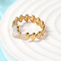 Heart 304 Stainless Steel Open Cuff Rings for Women&nbsp;RJEW-A091-02G