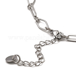 Non-Tarnish 304 Stainless Steel Rhombus & Oval Link Chain Necklace&nbsp;BJEW-B072-03P