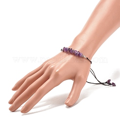Natural Amethyst Chips Braided Bead Bracelet&nbsp;BJEW-JB08019-09