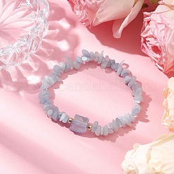Electroplated Hexagon Prism Natural Quartz Chip Beaded Stretch Bracelets fo Women&nbsp;BJEW-JB10756-02
