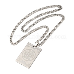 201 Stainless Steel Islamic Allah Rectangle Twisted Chain Necklaces&nbsp;NJEW-Q002-07P