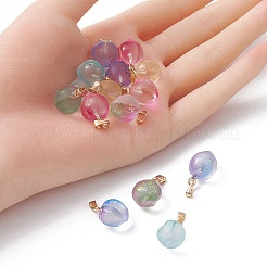 20Pcs 5 Colors Two Tone Transparent Spray Painted Glass Pendants&nbsp;GLAA-YW0001-95