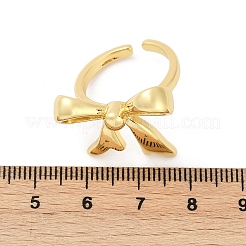 Hollow Bowknot Brass Open Cuff Rings for Women&nbsp;RJEW-G343-21G