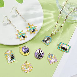 32Pcs 8 Styles Tarot Card Theme Alloy Enamel Pendants&nbsp;ENAM-DC0001-96
