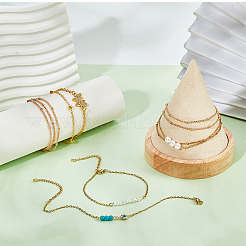 6Pcs 6 Style Alloy Satellite & Curb Chains Multi-strand Bracelets Set&nbsp;AJEW-PH0011-02