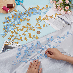 4Pcs 2 Colors Plum Blosssom Cotton Computerized Embroidery Iron on Patches&nbsp;PATC-GO0001-02