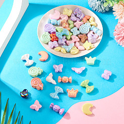 50Pcs 10 Styles UV Plating Opaque Acrylic Beads Sets&nbsp;OACR-TA0003-94