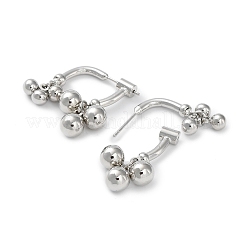 Brass Round Ball Dangle Stud Earrings&nbsp;EJEW-K255-01P