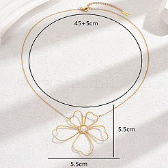 Elegant Stainless Steel & Imitation Pearl Hollow Flower Pendant Necklaces for Women&nbsp;TN2016-1