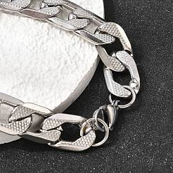 201 Stainless Steel Cuban Link Chains Bracelets for Women Men&nbsp;STAS-T077-19A-04P