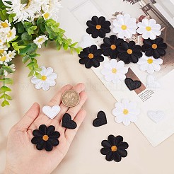 60Pcs 4 Style Sunflower & Love Heart Shape Computerized Embroidery Cloth Iron on/Sew on Patches&nbsp;DIY-GF0006-77