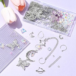 DIY Natural Lepidolite/Purple Mica Stone Beads & Stainless Steel Earring Making Kits&nbsp;DIY-FS0008-13