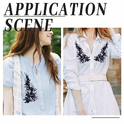 Flower Pattern Polyester Embroidered Lace Appliques&nbsp;DIY-WH0308-278C