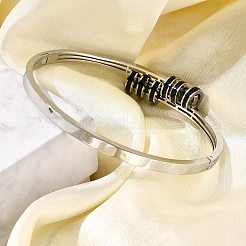 304 Stainless Steel Hinged Enamel Bangles for Women&nbsp;BJEW-F474-39P
