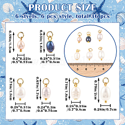 36Pcs 6 Style Natural Cultured Freshwater Pearl Pendants&nbsp;PALLOY-SW00044