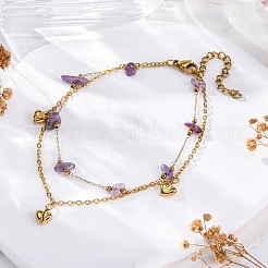 Bohemia Style 304 Stainless Steel Cable Chain Multi-strand Bracelets&nbsp;LS-BJEW-Z088-01D-G
