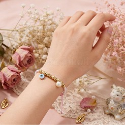 Handmade Evil Eye Lampwork & Imitation Pearl Beads Charm Bracelets&nbsp;ZT1172