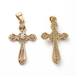 Brass Micro Pave Clear Cubic Zirconia Pendants&nbsp;ZIRC-L076-039G