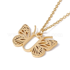 Initial Letter with Butterfly Pendant Necklace&nbsp;LS-NJEW-C026-01G-U