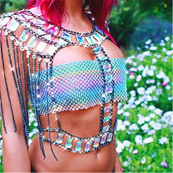Clear AB Acrylic & Alloy Tassel Sexy Jewelry Night Shop Shoulder Body Chains for Women&nbsp;WGE8507-01