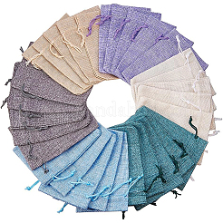 30Pack 6 Color Burlap Bags with Drawstring Gift Bags Jewelry Pouch for Wedding Party and DIY Craft&nbsp;ABAG-BC0001-01