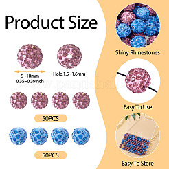 100Pcs 2 Ccolors Handmade Polymer Clay Rhinestone Beads&nbsp;CLAY-TA0001-79A