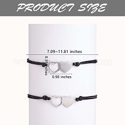 2Pcs 2 Style 430 Stainless Steel Heart Link Bracelets Set&nbsp;JB714A