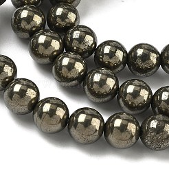 Natural Gold Pyrite/Golden Pyrite Beads Strands&nbsp;G-G459-B01-8mm