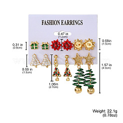 6 Pairs Christmas Theme Alloy Rhinestone Stud Earrings&nbsp;FS-WGD5F37-03