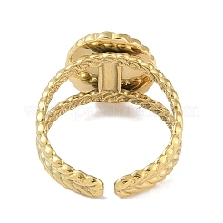 Ion Plating(IP) 304 Stainless Steel Enamel Oval Cuff Finger Rings&nbsp;RJEW-L107-060G-02