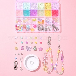 Glass with Transparent Acrylic Beads for DIY Mobile Phone Chain Making Kit&nbsp;DIY-FS0006-74A