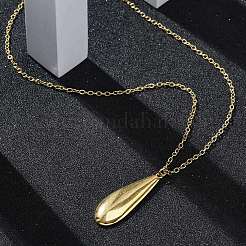 304 Stainless Steel Teardrop Pendant Cable Chain Necklaces for Women&nbsp;LS-NJEW-A038-01G