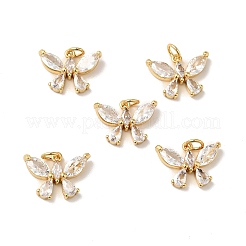 Rack Plating Brass Micro Pave Clear Cubic Zirconia Pendants&nbsp;KK-H431-15G