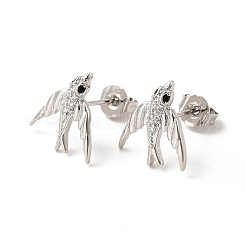 Cubic Zirconia Swallow Stud Earrings&nbsp;EJEW-F301-15