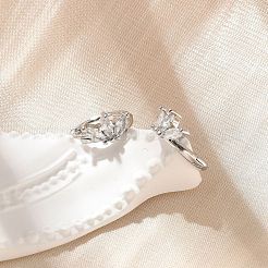 Brass Clear Cubic Zirconia Hoop Earrings&nbsp;EJEW-Q014-27P
