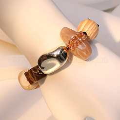 Exaggerated Glass & Wood & Resin & CCB Plastic Beaded Stretch Bracelets for Women&nbsp;WG71D73-01