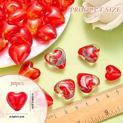 30Pcs Valentine Gifts for Her Ideas Handmade Glass Beads&nbsp;FOIL-SZ0001-04A
