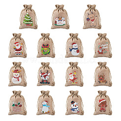 30Pcs 15 Styles Rectangle Jute Cloth Storage Pouches&nbsp;ABAG-KS0001-03