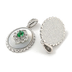 Brass Micro Pave Clear Cubic Zirconia Pendants&nbsp;KK-L211-007P