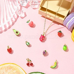 10Pcs 10 Styles Fruit Brass Enamel Pendants&nbsp;KK-CJ0004-02