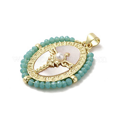 Brass Pave Shell Pendants&nbsp;KK-I708-01B-G